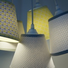 Lustre Pendente Quarto Bebê Mini Chevron Cinza E Amarelo Bivo