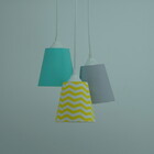 Lustre Pendente Quarto De Bebê Chevron Amarelo, Verde E Cinza