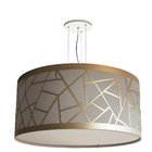 Lustre Pendente Recorte Bronze Cúpula Em Tecido 50x25 Cinza60