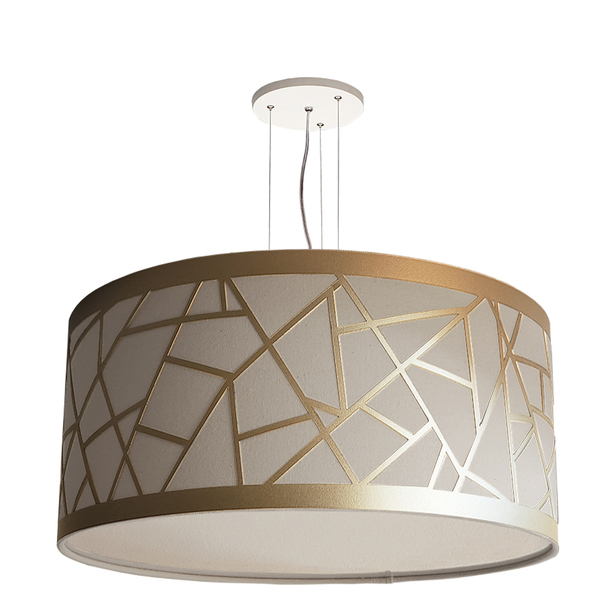 Lustre Pendente Recorte Bronze Cúpula Em Tecido 60x25 Cáqui60