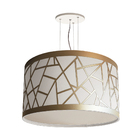 Lustre Pendente Recorte Bronze Cúpula Tecido 30x15  Branco6048