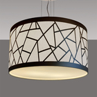 Lustre Pendente Recorte Bronze Cúpula Tecido 30x15  Branco6048