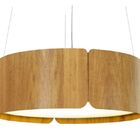 Lustre Pendente Redondo 40x21cm Cilíndrico 3xe27 Em Madeira -