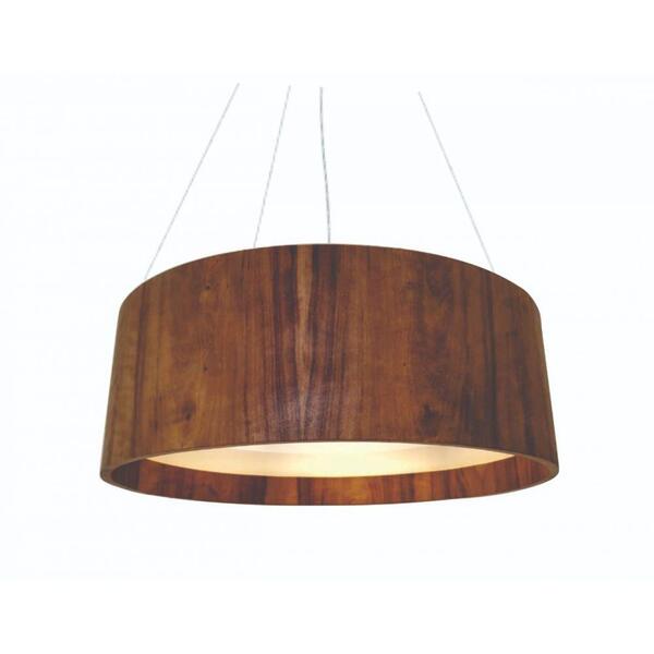 Lustre Pendente Redondo Cilíndrico 100cm Em Madeira Bivolt