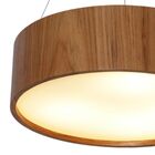 Lustre Pendente Redondo Cilíndrico 50x16cm Em Madeira Imbuia