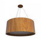 Lustre Pendente Redondo Cilíndrico 80cm Em Madeira Bivolt
