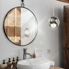 Lustre Pendente Redondo Cromado Metálico Meia Lua Bivolt