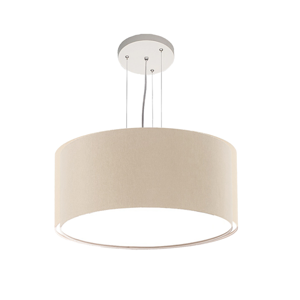 Lustre Pendente Redondo Cúpula Em Tecido 30x15 Cáqui5936