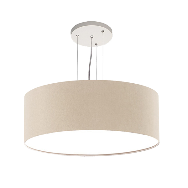 Lustre Pendente Redondo Cúpula Em Tecido 40x15 Cáqui5952