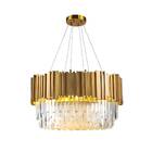 Lustre Pendente Redondo Metal Dourado Cristais 12e14 75cm