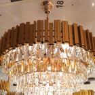 Lustre Pendente Redondo Metal Dourado E Cristais 9e14 52cm