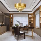 Lustre Pendente Redondo Metal Dourado E Cristais 9e14 52cm