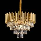 Lustre Pendente Redondo Metal Dourado E Cristais 9e14 52cm