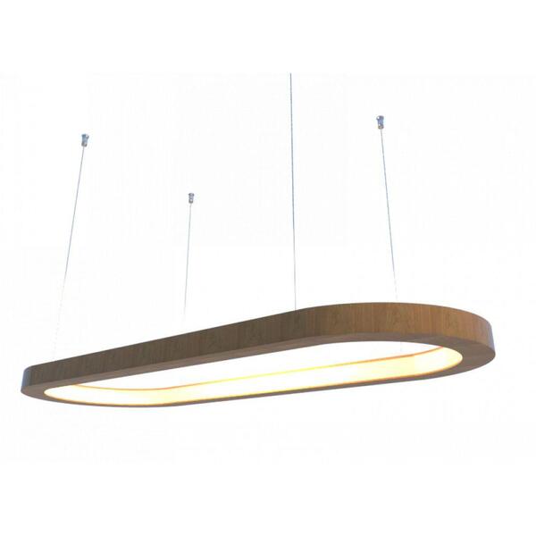 Lustre Pendente Retangular 35w 2700k 100cm Em Madeirafreijó
