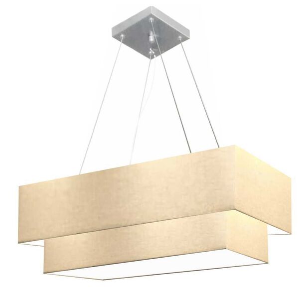 Lustre Pendente Retangular Bege Mj-4138 Para Mesa De Jantar