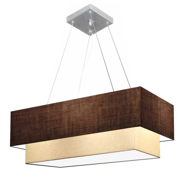 Lustre Pendente Retangular Café E Bege Mj-4322 Para Mesa De J