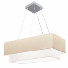 Lustre Pendente Retangular Linho Bege E Branco Mj-4138 Para M