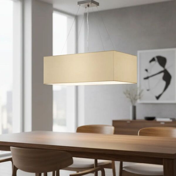 Lustre Pendente Retangular Md-4372 Cúpula Em Tecido 60x40cm B