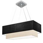 Lustre Pendente Retangular Preto E Linho Bege Mj-4138 Para Me