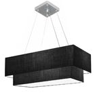 Lustre Pendente Retangular Preto Mj-4322 Para Mesa De Jantar