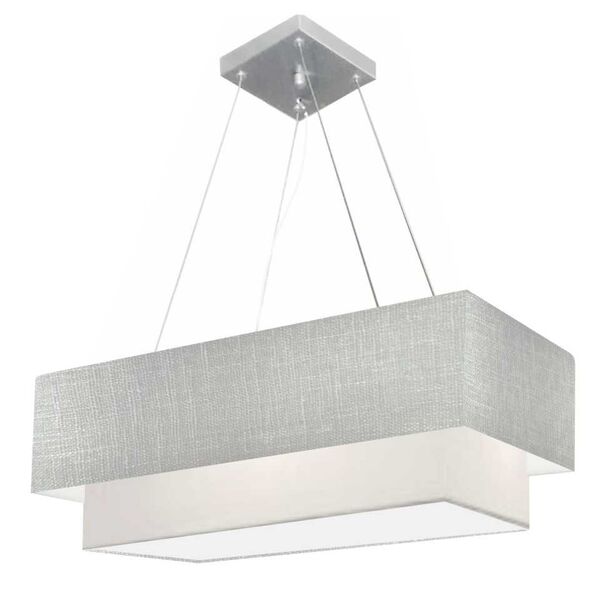 Lustre Pendente Retangular Vivare Md-4138 Cúpula Em Tecido 70