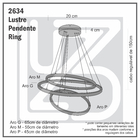 Lustre Pendente Ring 3 Aros 105w 6000k- Ouro