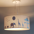 Lustre Pendente Safari Savana Cúpula Tecido 30x15cm  Cru