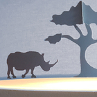 Lustre Pendente Safari Savana Cúpula Tecido 50x15cm  Azul