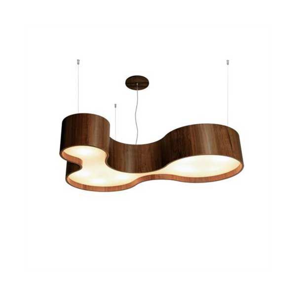 Lustre Pendente Semi Cilíndrico 120cm Em Madeira Imbuia