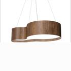 Lustre Pendente Semi Cilíndrico 75cm Em Madeira Bivolt