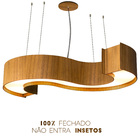 Lustre Pendente Semi Cilindrico Spin De Madeira Freijó - 100