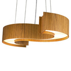 Lustre Pendente Semi Cilindrico Spin De Madeira Freijó - 80 Cm