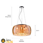 Lustre Pendente Soho Cristal Legítimo K9 E Vidro Âmbar 40cm