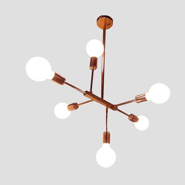 Lustre Pendente Sputnik Gold 6 Braço Luminaria Filamento A60