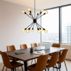 Lustre Pendente Sputnik Preto para 12 Lâmpadas Moderno Luxo I