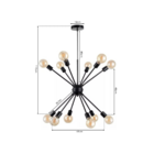 Lustre Pendente Sputnik Preto para 12 Lâmpadas Moderno Luxo I