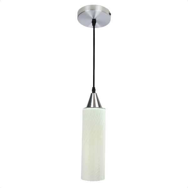 Lustre Pendente Taschibra Anne Branco Leitoso E27 Bivolt Prata