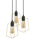 Lustre Pendente Taschibra Aramado Trapeze Dourado Triplo 3xe2