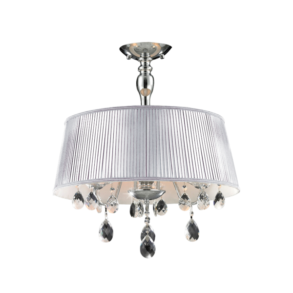 Lustre Pendente Taschibra Comodoro Prata C/ Cristais K9 3xe14