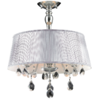 Lustre Pendente Taschibra Comodoro Prata C/ Cristais K9 3xe14