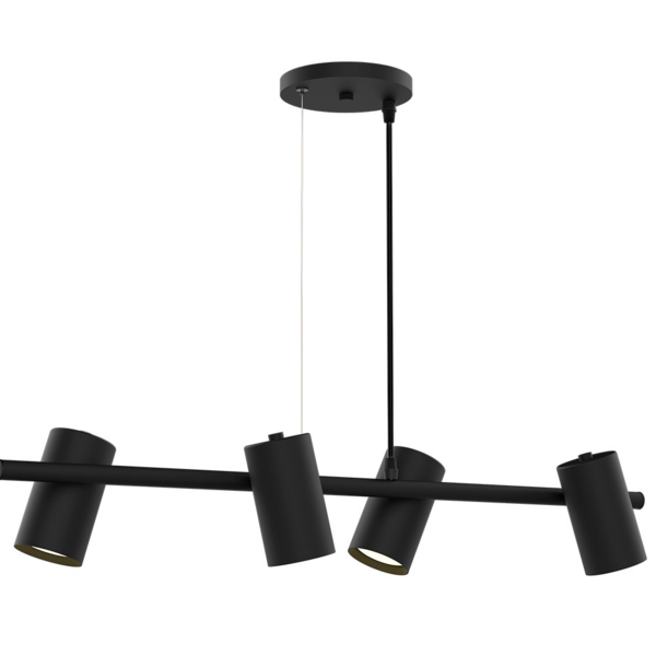 Lustre Pendente Taschibra Foccus Preto Para 4 Lâmpadas Bivolt