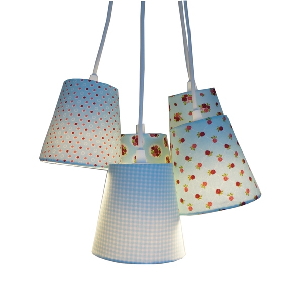 Lustre Pendente Tecido Anita Catita Tecido Estampado Azul Biv