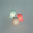 Lustre Pendente Teto Cacho 3 Cúpulas Coloridas Bivolt