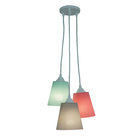 Lustre Pendente Teto Cacho 3 Cúpulas Coloridas Bivolt