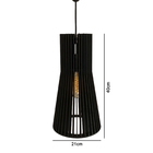 Lustre Pendente Teto Garrafa Luminária Mdf Preto Fosco E-27
