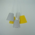 Lustre Pendente Teto Quarto Sala Tecido Cinza E Amarelo Bivolt