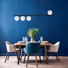 Lustre Pendente Teto Reto Jabuticaba 4 Globos Vidro Preto