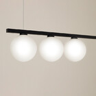 Lustre Pendente Teto Reto Jabuticaba 4 Globos Vidro Preto