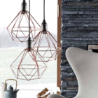 Lustre Pendente Triplo Aramado Diamante Pequeno (cobre)