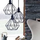 Lustre Pendente Triplo Aramado Diamante Pequeno (preto)